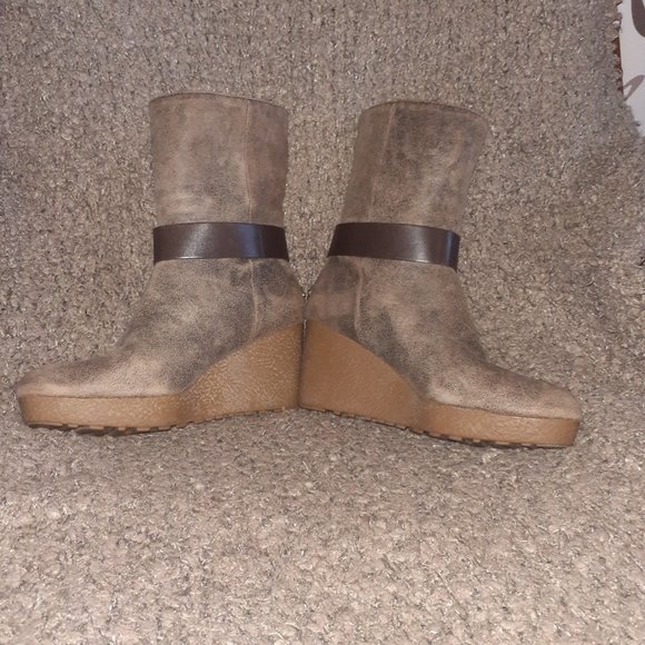MICHAEL KORS-Lizzie Bootie-Distressed Brown Leather/Suede/Fur-Sz 8-Near Mint - Picture 3 of 9